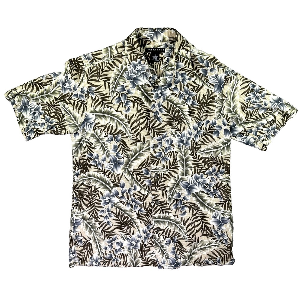 Consensus‎ Hawaiian Shirt Men M Floral Short Sleeve Rayon Aloha Surf Tiki Beach - Picture 2 of 10